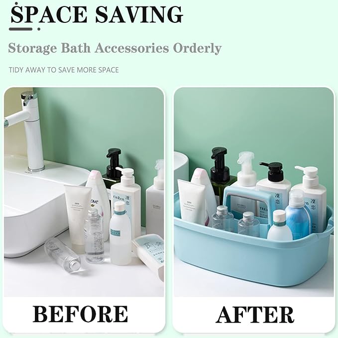 Large Cleaning Supplies Caddy with Handle, Plastic Storage Bucket Organizer for Cleaning Products, Shower Caddy Basket for Car, Dorm, Bathroom, Garden, Kitchen - Blue - Image 2