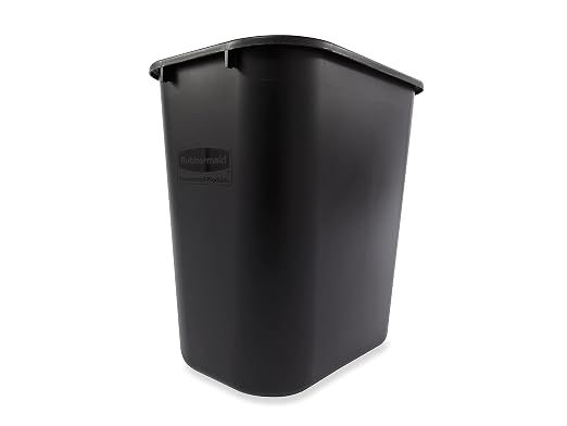 Rubbermaid Commercial Products Resin Wastebasket/Trash Can, 7-Gallon/28-Quart, Black, Plastic, for Bedroom/Bathroom/Office, Fits Under Desk/Sink/Cabinet - Image 2