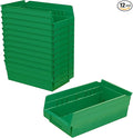 Akro-Mils 30130 Heavy Duty Plastic Shelf Bins, 12"x 6.5"x 4", Green, 12-Pk | Heavy Duty Nesting Storage Bins for Garage, Closet, Refrigerator, Kitchen, Cabinet, Drawer Organization, Pantry Organization by Akro-Mils