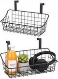 LeleCAT Over Cabinet Door Basket with hook Grid Storage Basket, Kitchen Storage Organizer,Over Cabinet Door Organizer,Hanging it behind a door or on a railing, Small, BLack,2 Pack by HomeSpaceStorageBasket