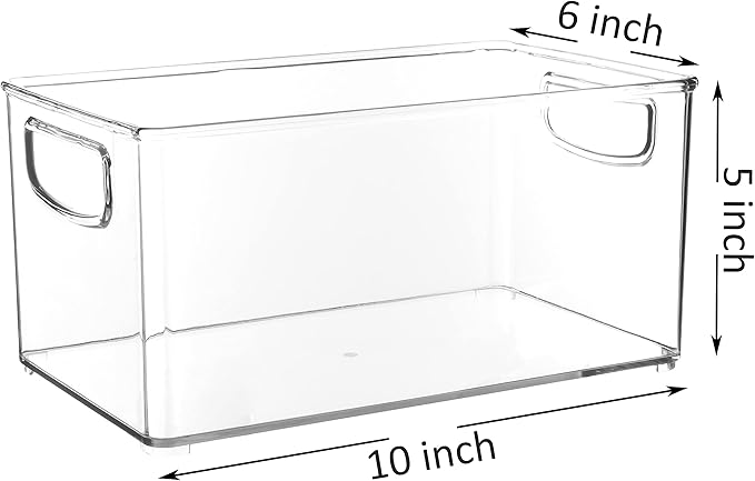 Youngever 2 Pack Stackable Plastic Storage Organizer Container Bin, Stackable Storage Bins with Handler for Refrigerator, Pantry (10" x 6" x 5") - Image 3