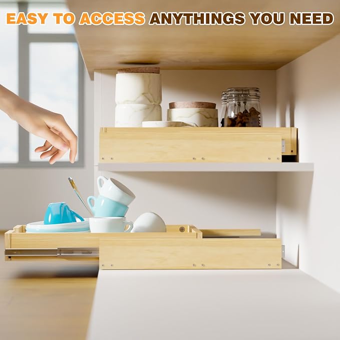Pullout Cabinet Organizer, 17''W×21''D×3''H Slide Out Shelves for Kitchen Cabinets, Pull out Drawers for Kitchen Cabinets, Pantry, Bathroom, & Storage Organization - Image 5