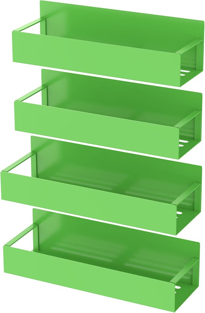 Metal Magnetic Spice Rack for Refrigerator Green, 4 Pack | Magnetic Shelves Heavy Duty for Fridge in Kitchen, Seasoning Storage Organizer, For Oven Washer and Dryer, For Heavier Items - Image 4