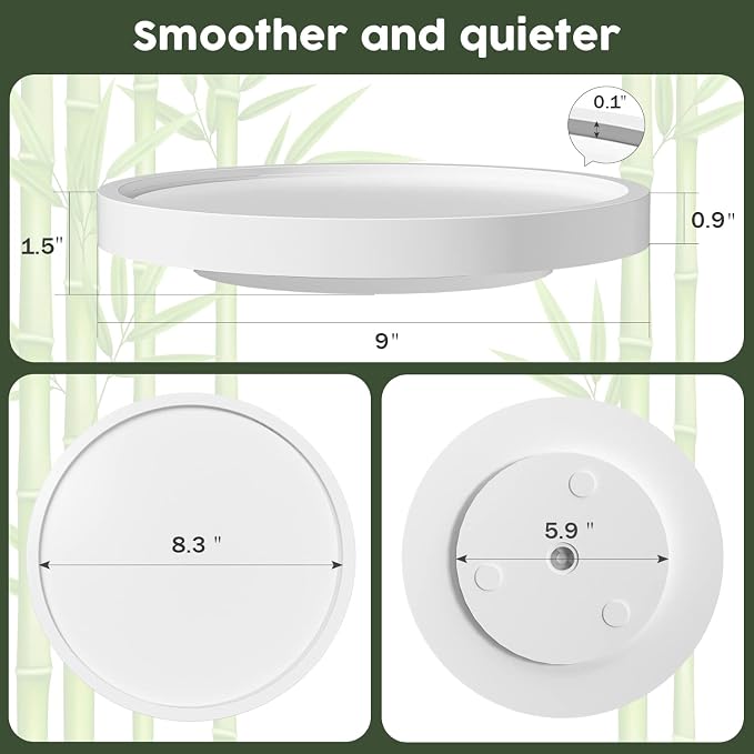 Turntable Vanity Tray, 9 Inch Bamboo Kitchen Sink Countertop Organizer | Perfume Candle Tray, Keep Glass Sponge and Soap, Bathroom Countertop Organizer, White - Image 7