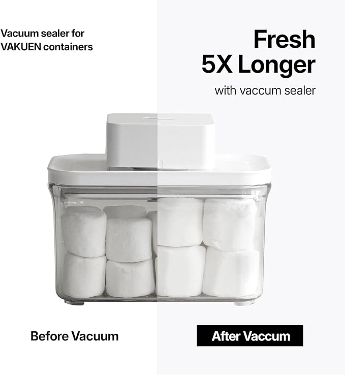 VAKUEN Premium Airtight Food Storage Containers, Mini 9P/SET include Vacuum Sealer, Smart One-Click Seal Lid, No Hinges, 100% Leak Proof, BPA-FREE, Dishwasher, Freezer & Microwave Safe - Image 5