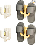 4 Pack Wall Mounted Shoe Rack - Multi-Use Hanging Organizer for Slippers, Hats, Towels & Keys, No-Drill Space-Saving Adhesive Storage for Home, Bathroom & RV, White & Yellow by HonestPriceQualityEssential