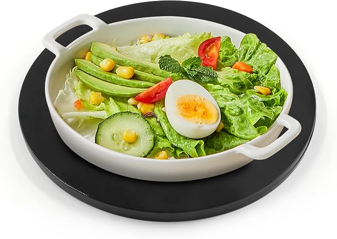 Jersvims 8 Inch Acrylic Turntable Platter, Black, 2Pcs | Round Rotating Plate, For Kitchen Pantry Cabinet Desk, Turntable Organizer, Spice Cake Cookie Decorating - Image 5