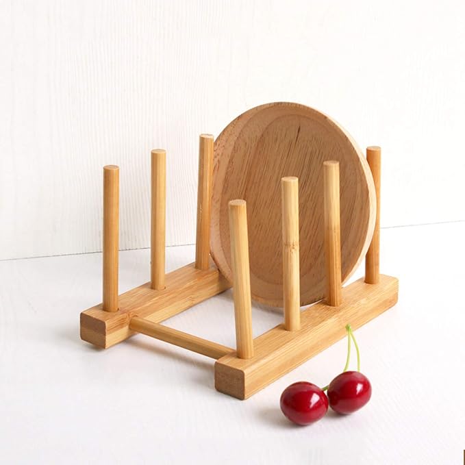 Kunovo Bamboo Dish Rack,Pot lid/Plate/Cutting Board Organizer for Kitchen cabinets,Bottle Drying Holder - Image 2