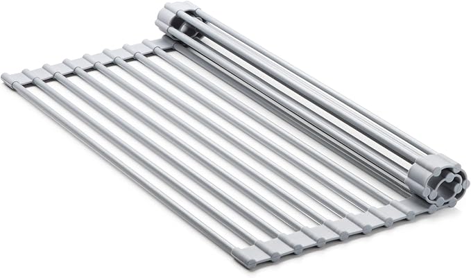 HIC Kitchen Silicone Over-Sink Roll-Up Dish Drying Rack, Reinforced Heat Safe Silicone, 17.25 x 13-Inches - Image 5