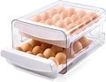 SYLAB Egg Holder for Refrigerator - 32 Eggs Capacity, 2-Tier Stackable Auto-Rolling Egg Container with Drawer & Handles - Clear BPA-Free Egg Storage Organizer for Fridge, Kitchen Countertop & Pantry by Unknown