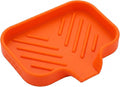 MicoYang Silicone Soap Dish with Drain Spout, Self-Draining Sink Organizer Tray for Bathroom and Kitchen, Sponges, Dispensers and Soap Holder, Non-Slip and Dishwasher Safe, Orange (Compact, 4.9"×3.2") by MicoYang