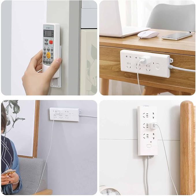 12 Pack Adhesive Punch Free Socket Holder, Self-Adhesive Desktop Socket Fixer, Power Strip Holder Fixator, Wall Mount Cable Management (White) - Image 7
