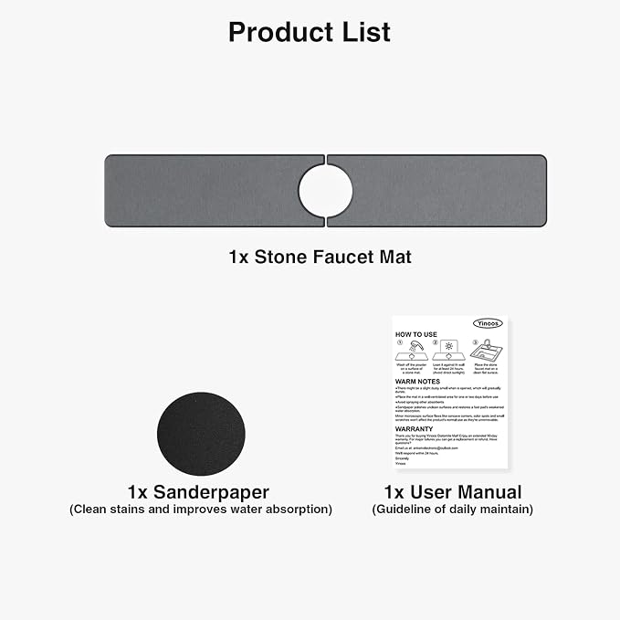 Premium Stone Faucet Mat for Kitchen Sink, 23.6" x 4" Dark Gray | Quick Drying & Water Absorbent, Sink Splash Guard Tray for Prevents Moisture Buildup - Image 7