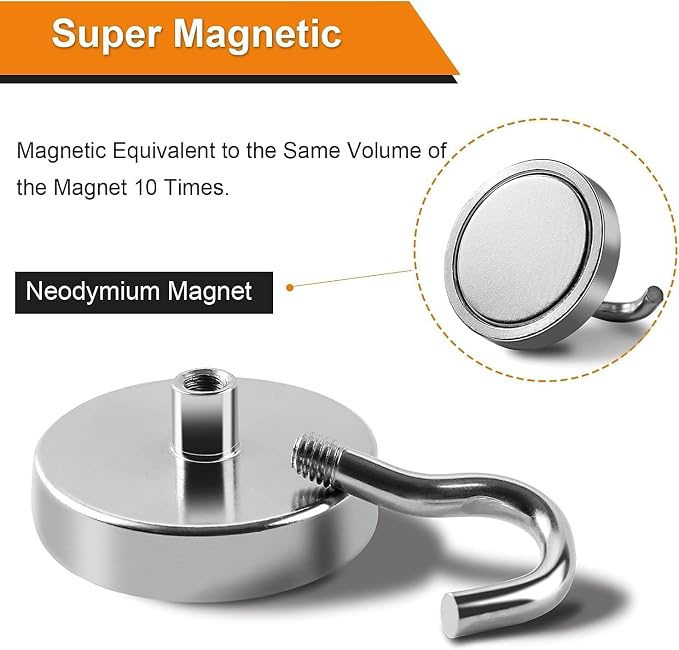 DIYMAG Magnetic Hooks, 170lbs 16pcs Cruise Cabin Essentials Heavy Duty N52 | Strong Neodymium Rare Earth Magnets, for Kitchen, Classroom, Beach, Cruise Cabins, Refrigerator, Hanging Key Clothes Wall Hat - Image 7