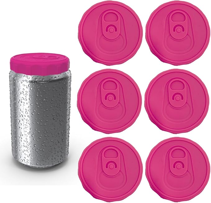 Silicone Soda Can Lids, 6 Pack Reusable Silicone Can Covers, Can Stopper or Protector For Soda, Beer, Drink, Juice, Coke, Beverage, Fits Standard Cans by Hoimoto