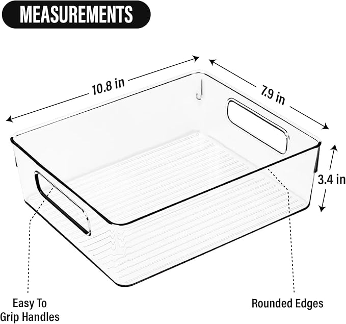 Clear Plastic Storage Bins, Pantry Organizers and Storage or Kitchen Organization and Storage Containers Bins for Organizing, Fridge, Freezer, Bathroom, Pantries, Refrigerator, Cabinet Organizer Bin - Image 2