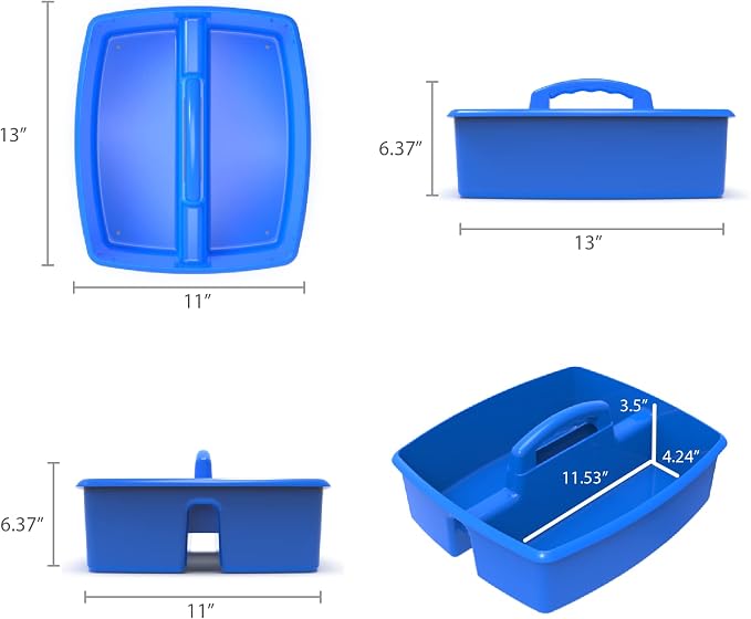 Storex 2-Compartment Large Caddy – Multipurpose Classroom Organizer with Handle, Assorted Colors, 6-Pack (00948E06C) - Image 6