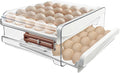60 Egg Drawer Organizer for Refrigerator,2 Layers Transparent Egg Holder Tray for Fridge Stackable Eggs Storage Tray with Timescale by Wensdr