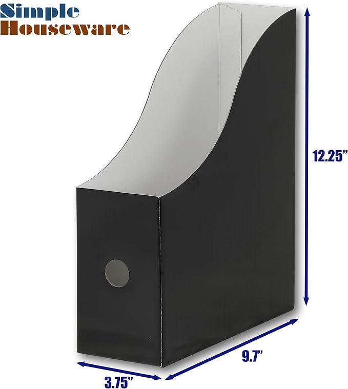 Simple Houseware 24-Pack Magazine File Holder Box, Foldable Cardboard Organizer, Black - Image 6