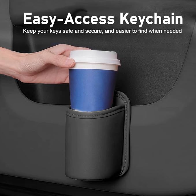 Shakas Car Door Large Cup Holder, Multifunctional Storage Bag Trash Can for Beverage Water Cup Mobile Phone, Waterproof Cleanable Leather Insert Organizer for Seat Back, for Cars Trucks (Black) - Image 3