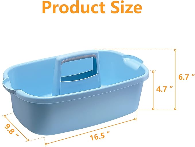 Goderewild 2 Pack Multi-Purpose Plastic Cleaning Caddy with Handle, Shower Caddy Organizer/Storage Basket/Totes Portable for Bathroom Supplies, Cleaning Products, Under Sink Tool. (blue+grey) - Image 3