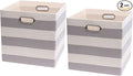 Posprica Storage Cubes,13×13 Collapsible Storage Baskets Bins Fabric Drawers - 2pcs, Grey-white Striped by Posprica