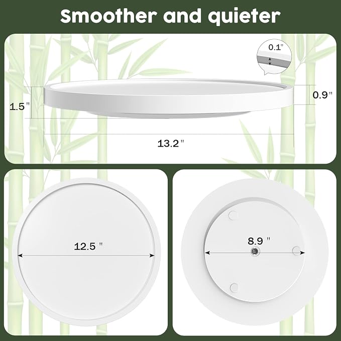 White Lazy Susan, 13.2 Inch Non-Skid Bamboo Turntable | Kitchen Table Cabinets and Closets, Wood Organizer for Kitchen Countertop - Image 7