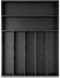 Bamboo Silverware Holder Drawer Utensil Organizer with 7 Slots Black | 13 Inch, 7 Divided Slots, Black Bamboo Wooden, Organize Kitchen Bedroom Office, Flatware Spoon Fork Cutlery Tray by Besilord