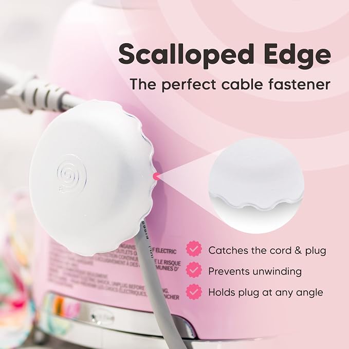 2-Pack Patented Heat-Resistant Cord Organizer for Appliances, Kitchen, Computers & More | Stick-On Cord Wrappers with Flexible Base, Secure Scalloped Edge, White (3 x 1.5 Inches) - Image 5