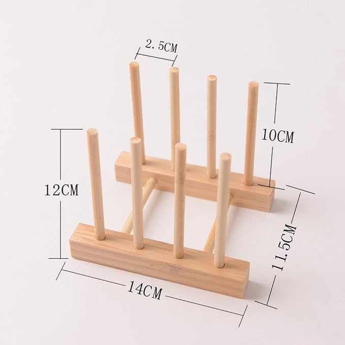 Bamboo Wooden Dish Rack Drying for Kitchen Dish/Plate/Bowl/Cup/Pot Lid/Book | Drainboard Cutting Board/Pot Lid Organizer for Kitchen, Living Room, Study, Display Cabinet Bowl - Image 3