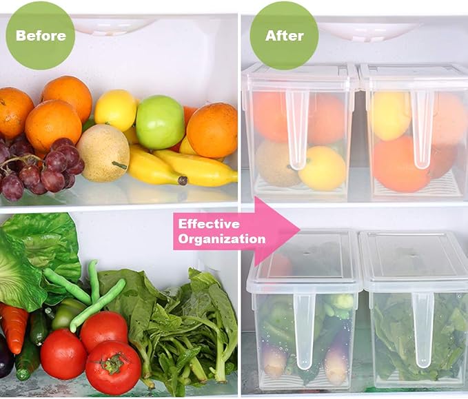 SILIVO Lettuce Keeper for Fridge(3 Pack)- 4.5L Vegetable Storage Containers for Refrigerator with Drain Tray Keep Fresh for Veggies and Salad - Image 6