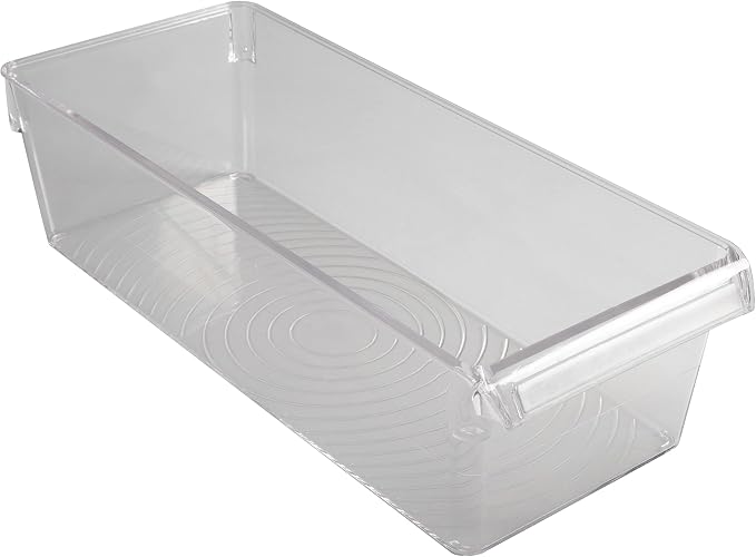 Kitchen Details 2 Pack Slim Refrigerator Storage Bin | Fridge & Freezer | Kitchen Organization | Stainless Steel Handle | Countertop | Cabinets | Pantry | Clear by KitchenDetails