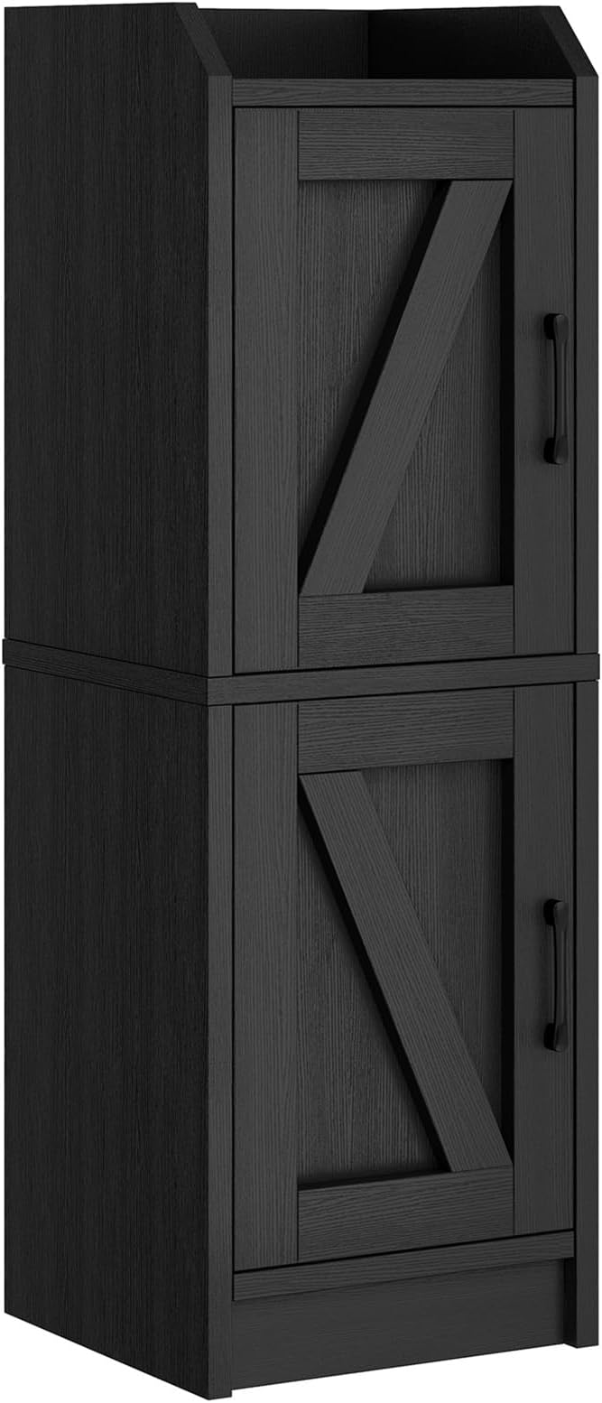 Narrow Bathroom Storage Cabinet with 2 Doors and Shelves, 9.8" W Small Storage Cabinet for Toilet Paper Storage, Slim Cabinet for Small Spaces, Bathroom, Kitchen, 9.8" W × 7.9" D × 29.5" H, Black - Image 9