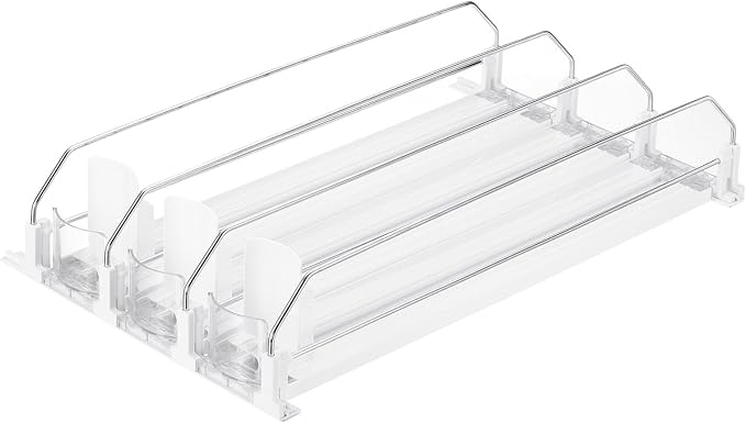 uxcell 3pcs Drink Organizer for Refrigerator, Self-Pushing Soda Can Organizer Width Adjustable Drink Dispenser Beverage Pusher for Fridge Pantry, White by uxcell