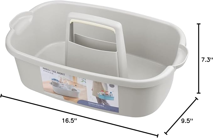 Large Cleaning Supplies Caddy Portable Shower Caddy Basket Light Gray 2Pk | Sturdy Supply Organizer with Handle Plastic Bucket Tool Storage for Bathroom Bedroom Kitchen Garden College Dorm Essentials - Image 6