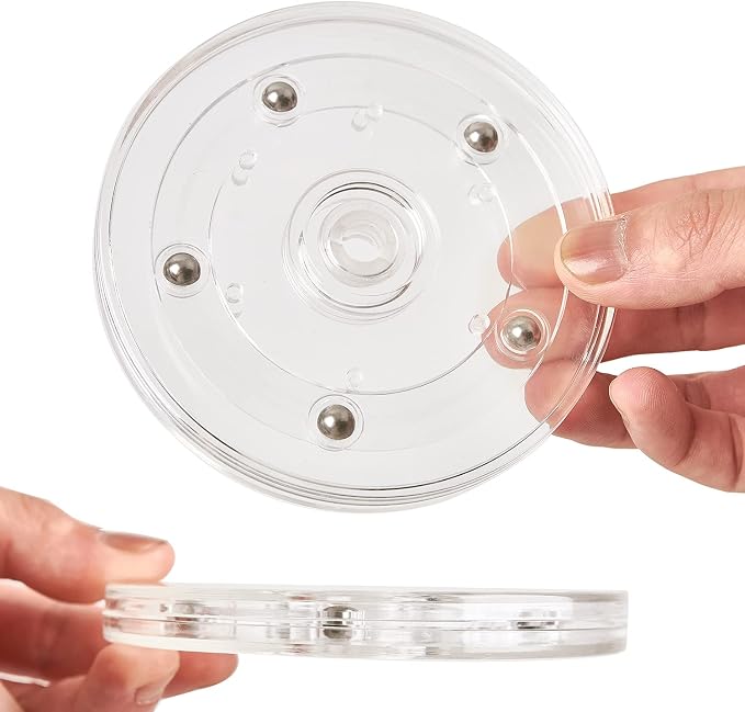 2 Pack 4" Lazy Susan Turntable Acrylic Ball Bearing Rotating Tray for Spice Rack Table Cake Kitchen Pantry Decorating TV Laptop Computer Monitor - Image 5