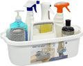 Goderewild Multi-Purpose Plastic Cleaning Caddy with Handle, Shower Caddy Organizer/Storage Basket/Totes Portable for Bathroom Supplies, Cleaning Products, Under Sink Tool, Housekeepers (White) by Goderewild