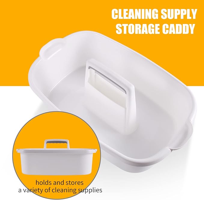 2-Pack Large White Cleaning Caddy for Cleaning Supplies with Handle - Portable Plastic Tote Organizer for Shower, Bathroom, Kitchen, Under Sink Storage - Image 3