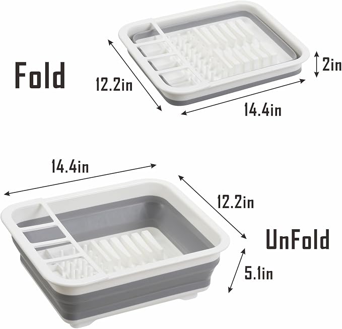 Collapsible Dish Drying Rack, Foldable Dinnerware Drainer Organizer for Storage Kitchen Counter RV Accessories Portable Rack Holders for Dishes Plates and Cups Camping Travelling Space Saver Essential - Image 2