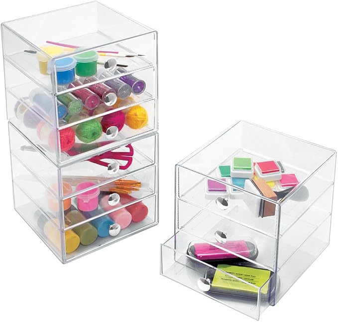 iDesign Stackable 3-Drawer Makeup Organizer, Clear | Bathroom Storage, Vanity Storage - Image 8