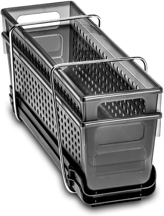 madesmart 2-Tier Under Sink Organizer with Pull-Out Drawers, Adjustable Dividers, Storage for Cleaning Supplies & Bottles, Carbon - Image 3