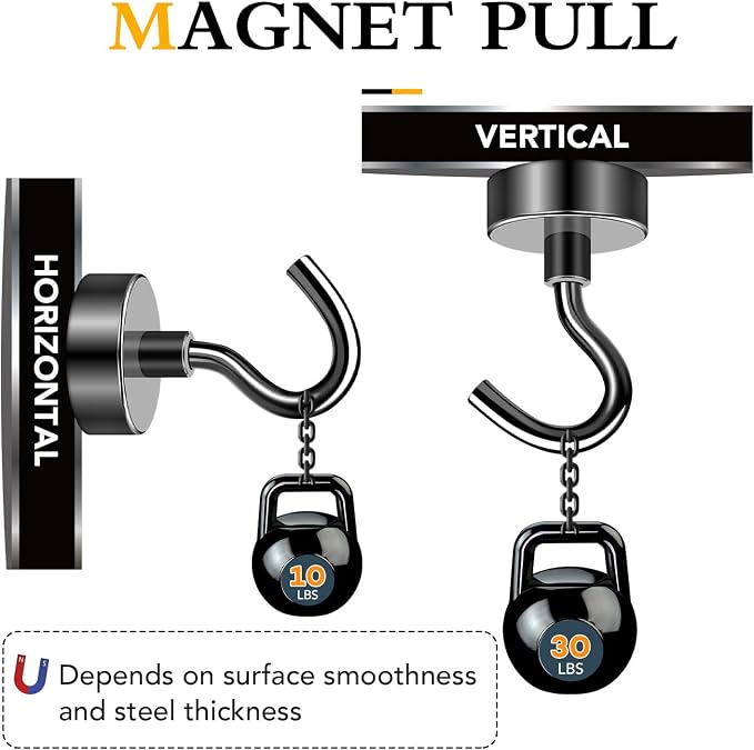 Magnetic Hooks for Cruise Cabins, 30LBS+, 25 Pack, Black | Cruise Essentials 2026, Heavy Duty Magnets Hooks for Refrigerator, Storage, Grill, Hanging and Kitchen - Image 3