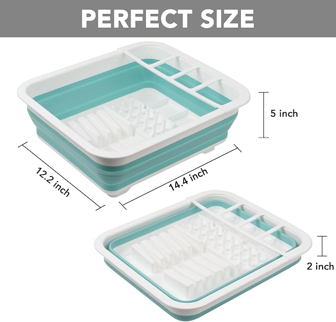 Tiawudi Collapsible Dish Drying Rack, Pop Up Dinnerware Drainer, Portable Plate Organizer for Kitchen RV Campers Travel Trailer, Space Saving Kitchen Storage Tray - Image 2