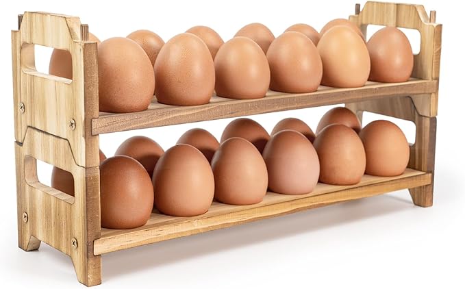 Yuoyar Wooden Fresh Egg Holder Countertop Stackable egg storage by YUOYAR