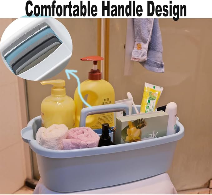 Large Plastic Cleaning Supply Caddy with Handle, Portable Cleaning Tool Storage Tote for Dorm, Bath, Pantry (Dark Grey) - Image 4