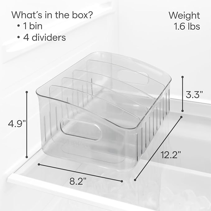 YouCopia FreezeUp Freezer Bin 12", BPA-Free Fridge Organizer with Adjustable Dividers and Handle for Frozen Food and Leftovers - Image 4