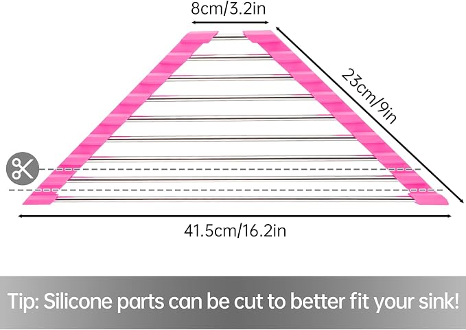 Tomorotec Triangle Roll Up Dish Drying Rack 304 Stainless Steel Rose | BPA-Free Food-Grade Silicone Edges Foldable Waterproof Rustproof Heavy-Duty Space Saver Heat Resistant to 550°F - Image 2