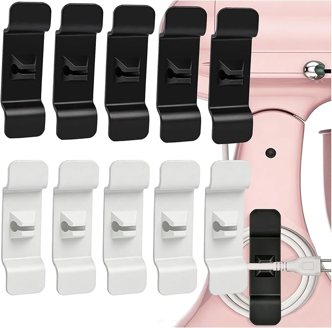 10PCS Cord Organizer for Appliances, Reusable Cord Keeper Wraps, Universal Appliance Cord Wrap Holder for Blender, Mixer, and Kitchen Accessories Storage(5 Black + 5 White) by Unknown