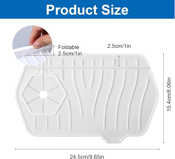 Silicone Sink Splash Guard, Multifunction Faucet Splash Guard, White Kitchen Faucet Mat for Kitchen and Bathroom Sink - Image 2