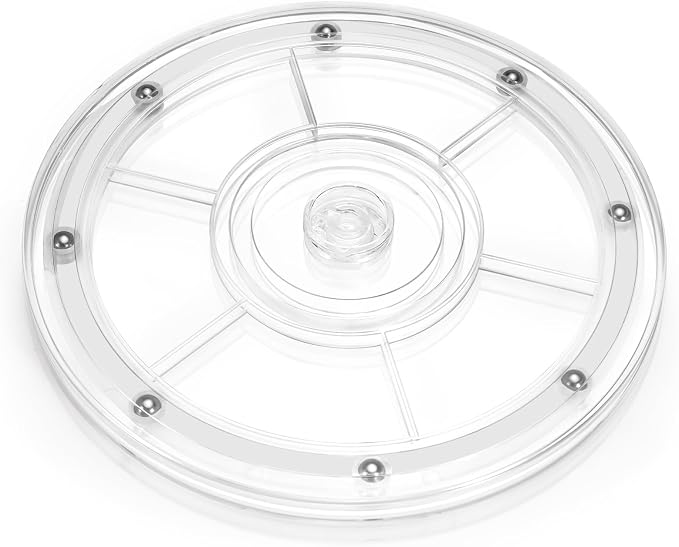 8 Inch Plastic Lazy Susan Turntable, 360° Small Clear Turntable Organizer, Transparent Ball Bearing Rotating Swivel Spinning Tray Plate for Refrigerator Table Spice Cake by Bagentry